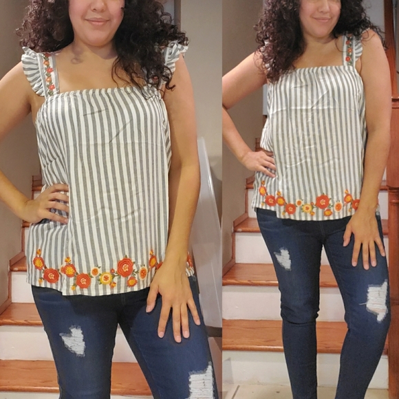 Laredo Stripe Hand Embroidered Tank Top - Picture 3 of 4